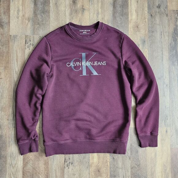 Calvin Klein Purple Gray Long Sleeve Crew Neck Sweatshirt size Small - Picture 2 of 7